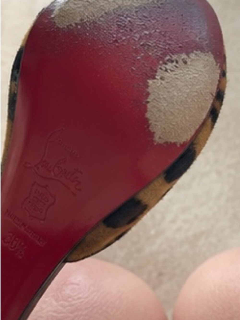 Authentic Christian Louboutin Maryl Leopard Calf Hair 120 d'Orsay Platform Pumps - Picture 9 of 10